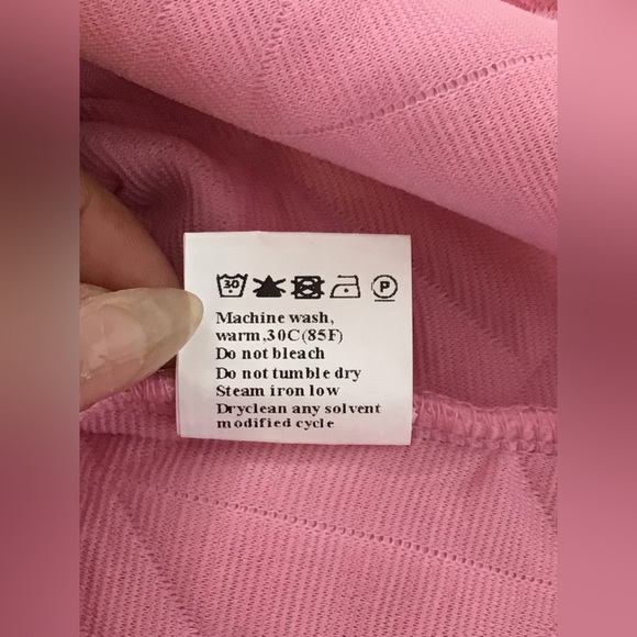 NWOT Pink Ruffle Sleeve Quilted Dress Midi, sz Large - Picture 14 of 14